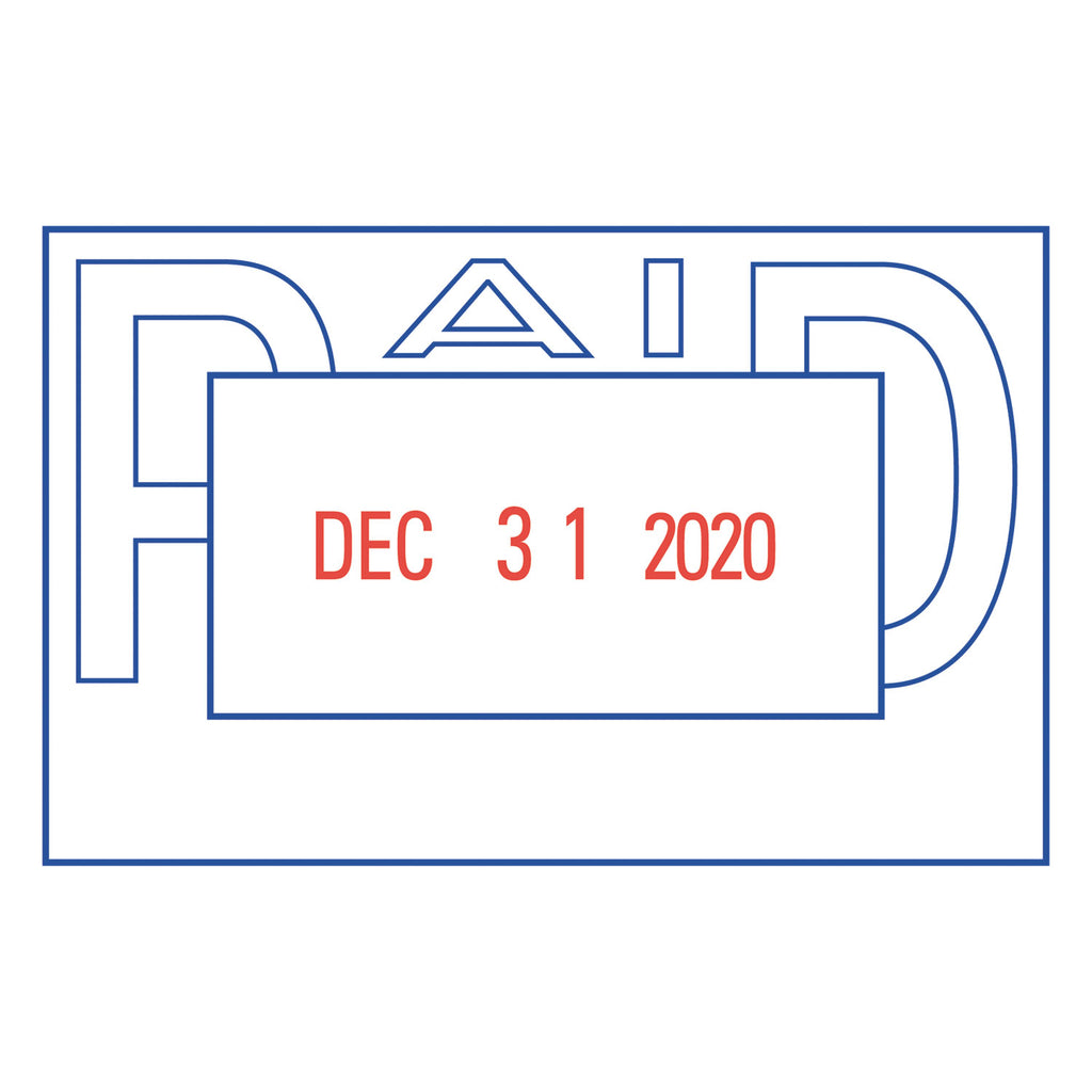 VersaDater Message Dater, 2.13 x 1.31, PAID, Blue/Red