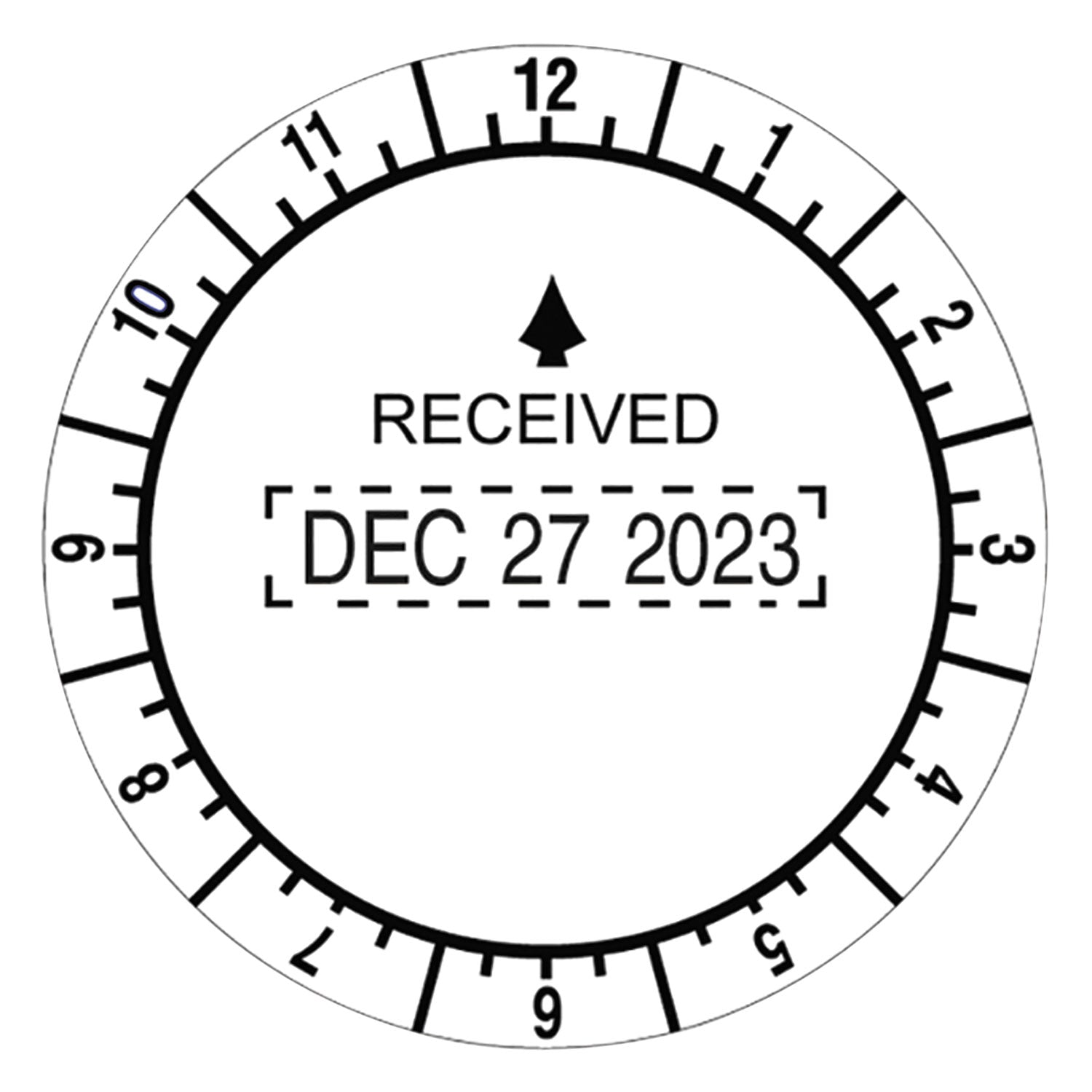 Time and Date Received Round Stamp, Conventional, 2" Diameter - 