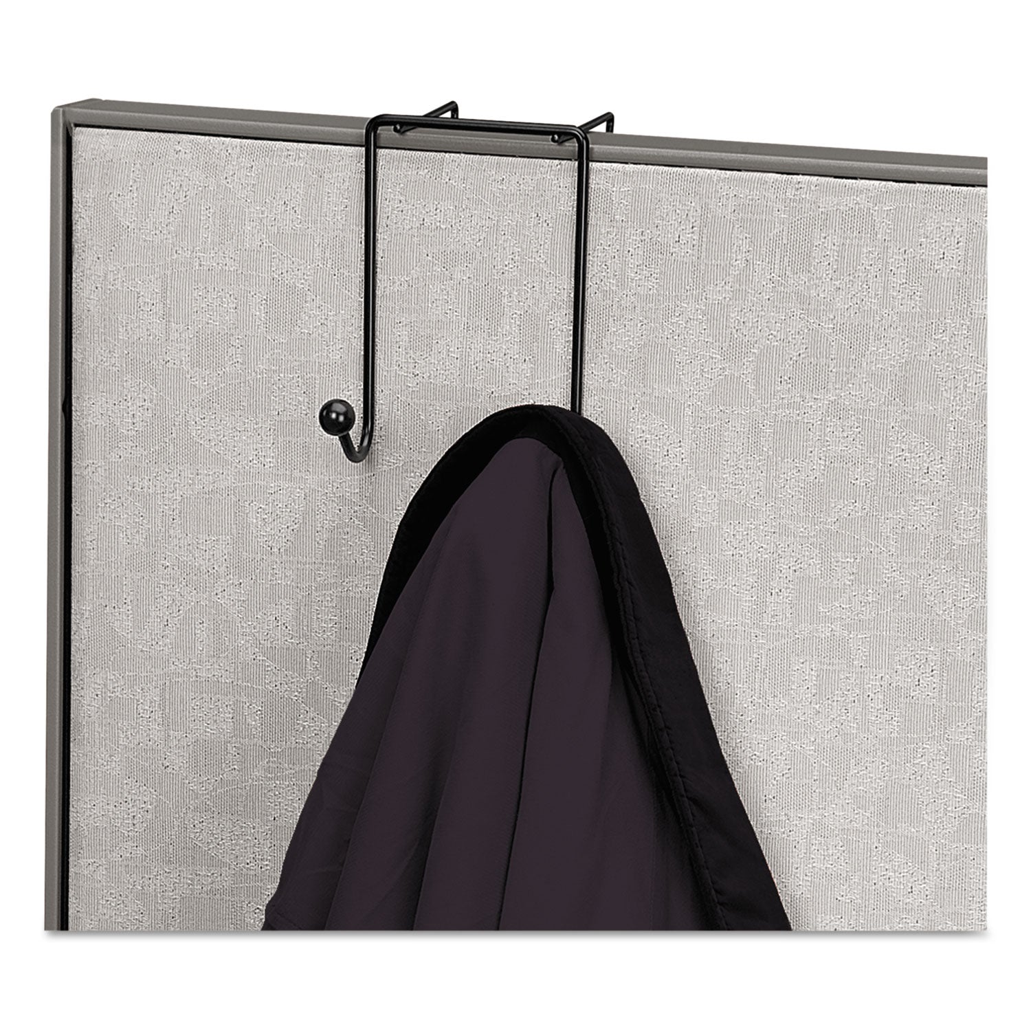 Partition Additions Wire Double-Garment Hook, 4 x 5.13 x 6, Over-the Panel Mount, Black - 