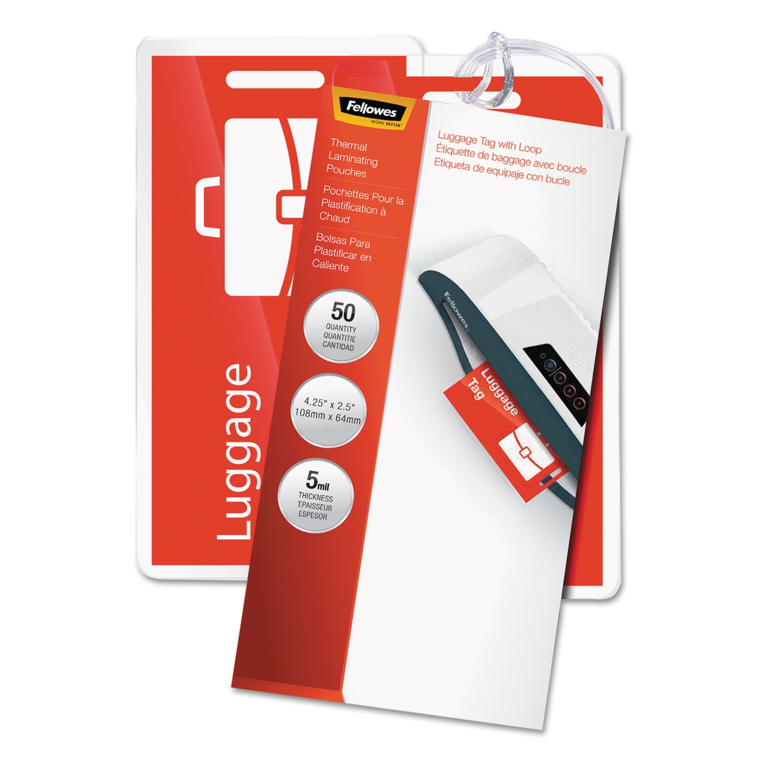 Laminating Pouches, 5 mil, 4.25" x 2.5", Gloss Clear, 25/Pack - 