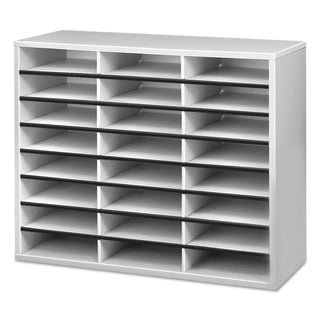 Literature Organizer, 24 Letter Compartments, 29 x 11.88 x 23.44, Dove Gray - 
