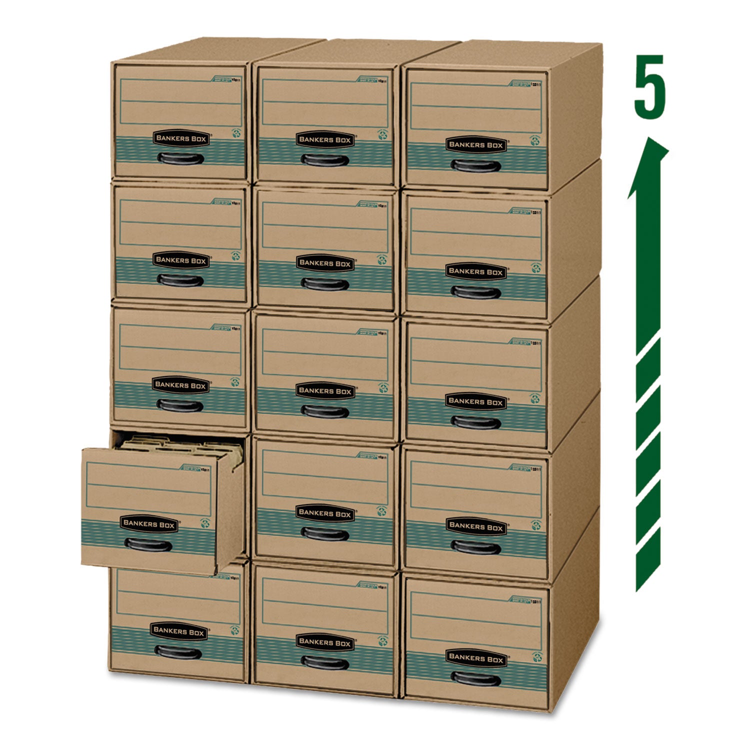 STOR/DRAWER STEEL PLUS Extra Space-Savings Storage Drawers, Letter Files, 14" x 25.5" x 11.5", Kraft/Green, 6/Carton - 