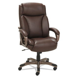 Alera Veon Series Executive High-Back Bonded Leather Chair, Supports Up to 275 lb, Brown Seat/Back, Bronze Base - 