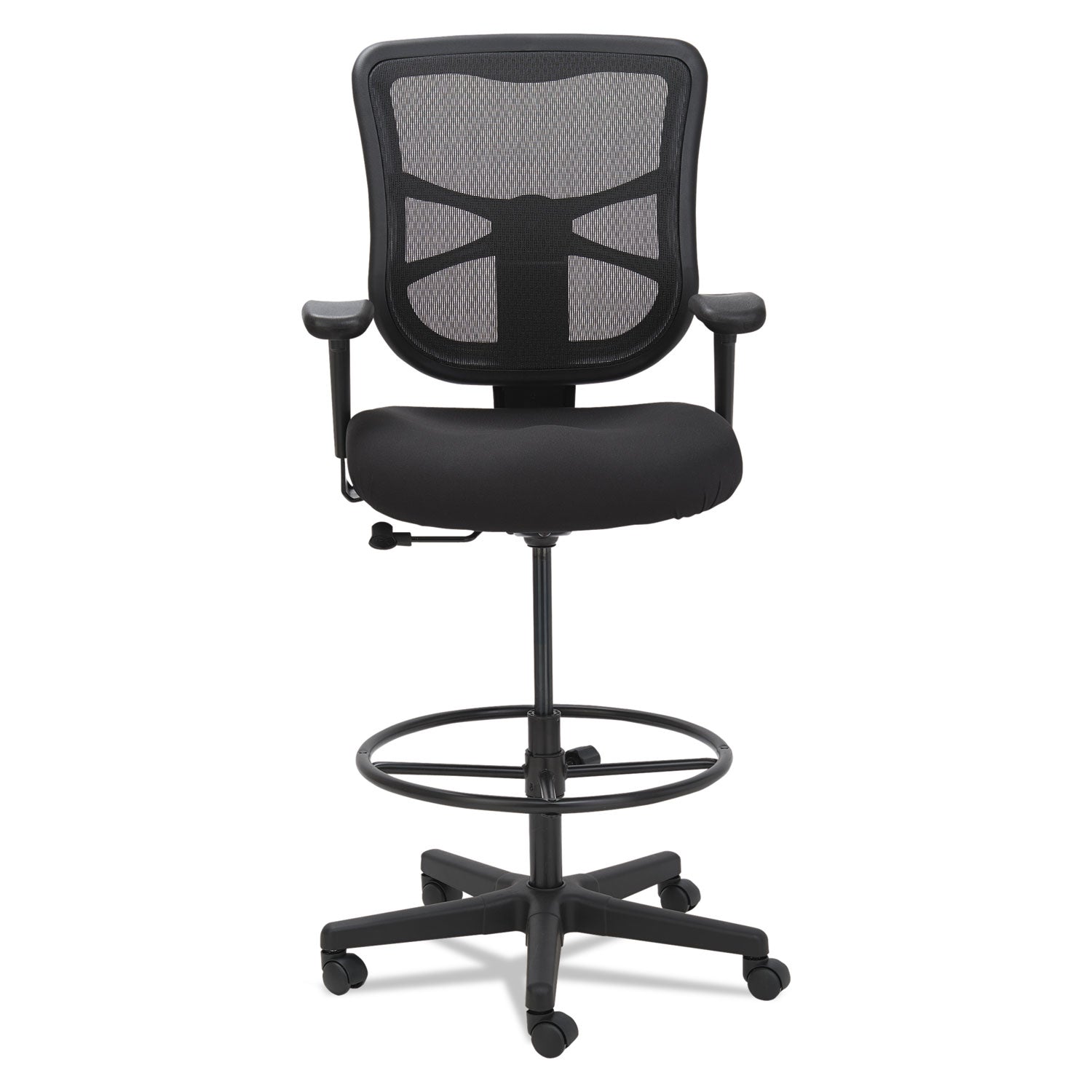 Alera Elusion Series Mesh Stool, Supports Up to 275 lb, 22.6" to 31.6" Seat Height, Black