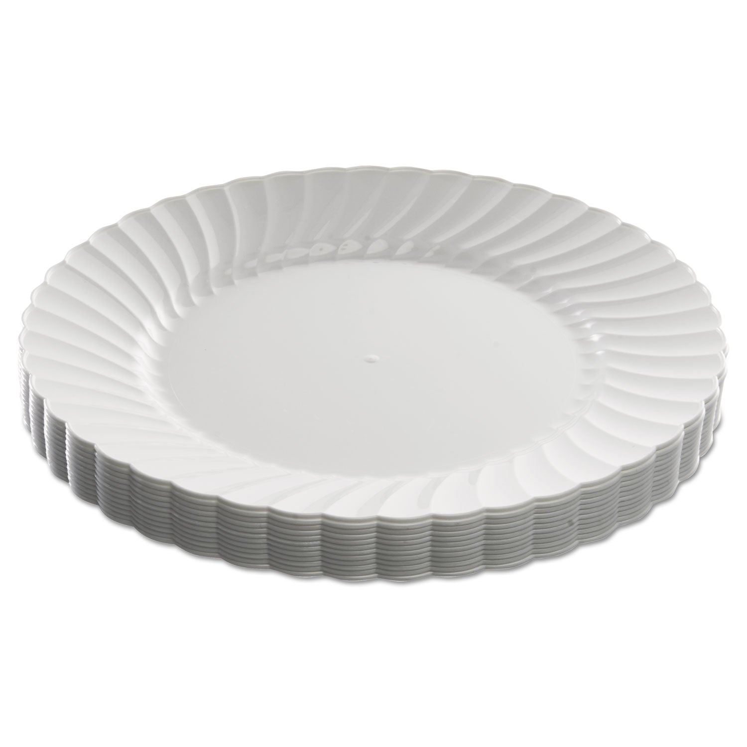 Classicware Plastic Dinnerware Plates, 9" dia, White, 12/Pack - 
