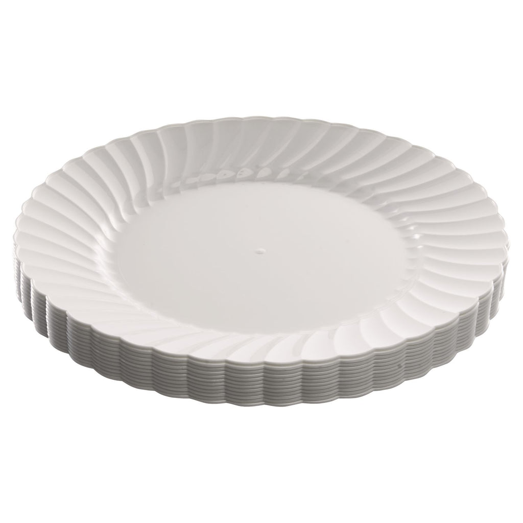 Classicware Plastic Dinnerware Plates, 9" dia, White, 12/Pack
