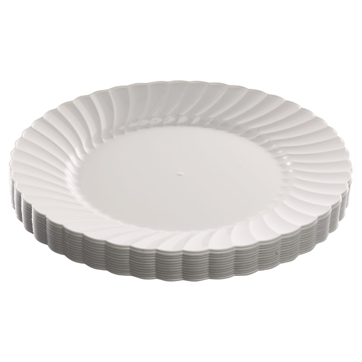 Classicware Plastic Dinnerware Plates, 9" dia, White, 12/Pack