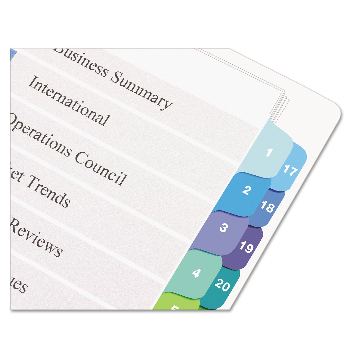 Customizable TOC Ready Index Double Column Multicolor Tab Dividers, 32-Tab, 1 to 32, 11 x 8.5, White, 1 Set - 