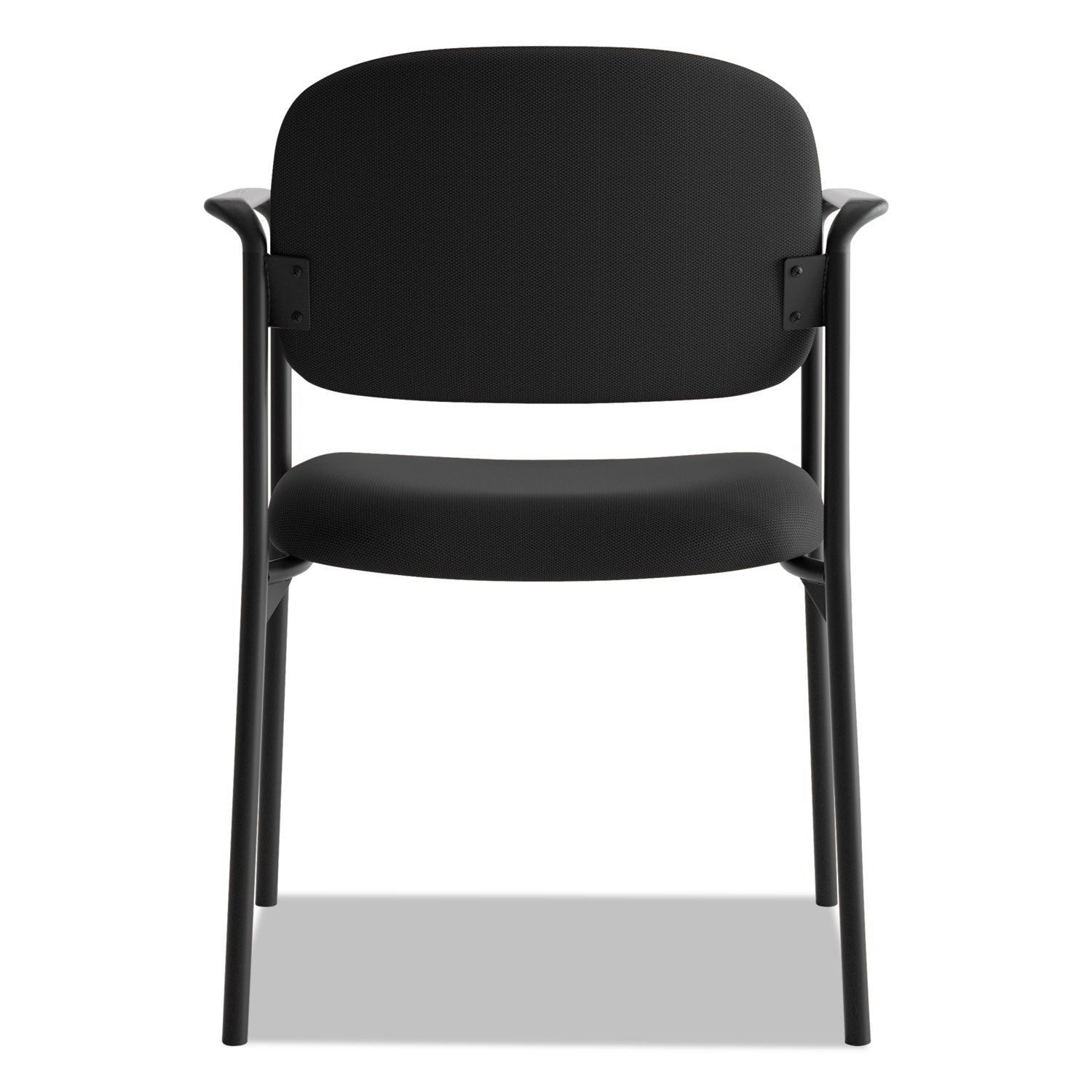 VL616 Stacking Guest Chair with Arms, Fabric Upholstery, 23.25" x 21" x 32.75", Black Seat, Black Back, Black Base - 