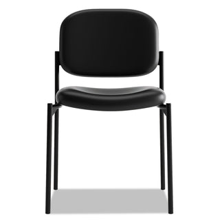 VL606 Stacking Guest Chair without Arms, Bonded Leather Upholstery, 21.25" x 21" x 32.75", Black Seat, Black Back, Black Base - 