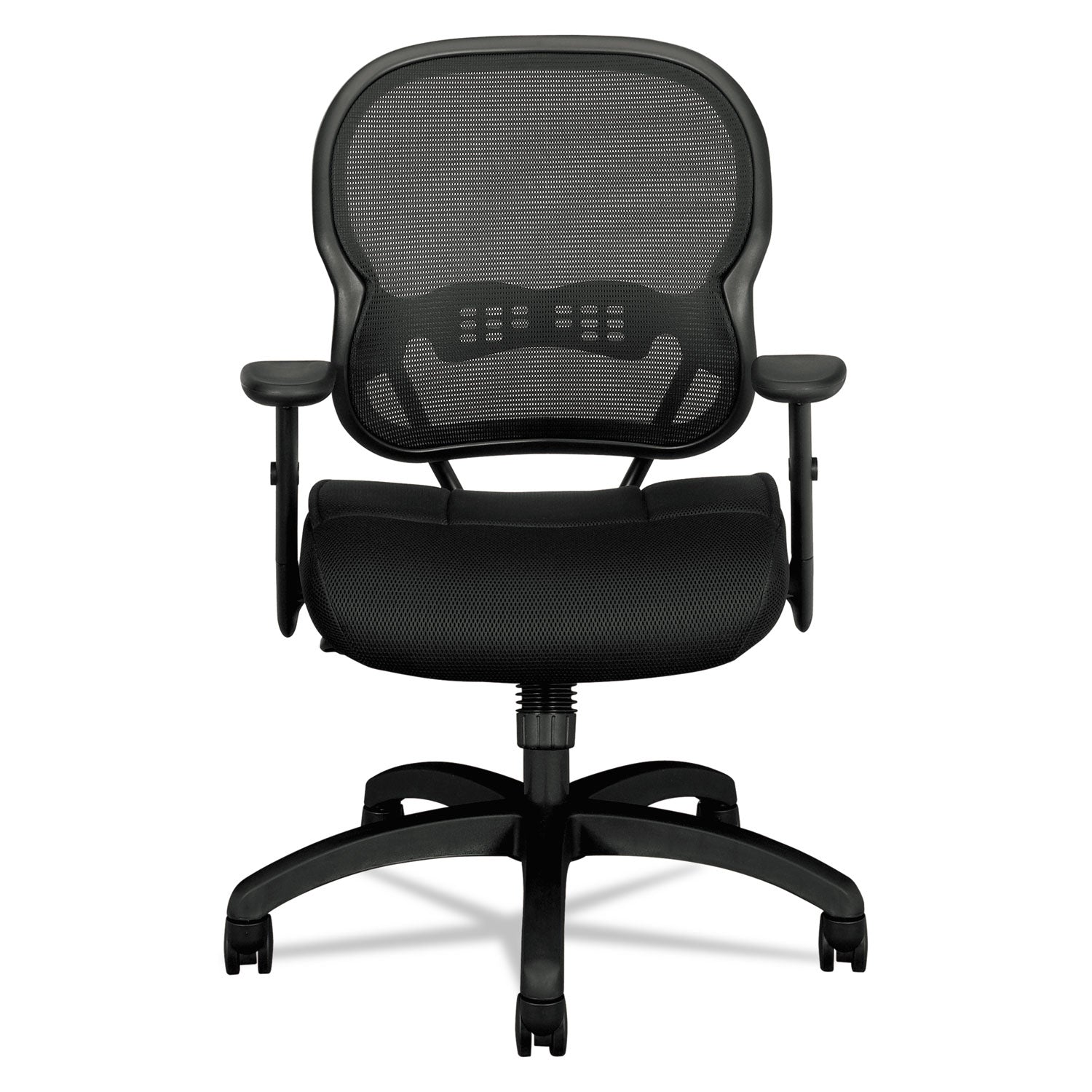 Wave Mesh Mid-Back Task Chair, Supports Up to 250 lb, 18" to 22.25" Seat Height, Black - 