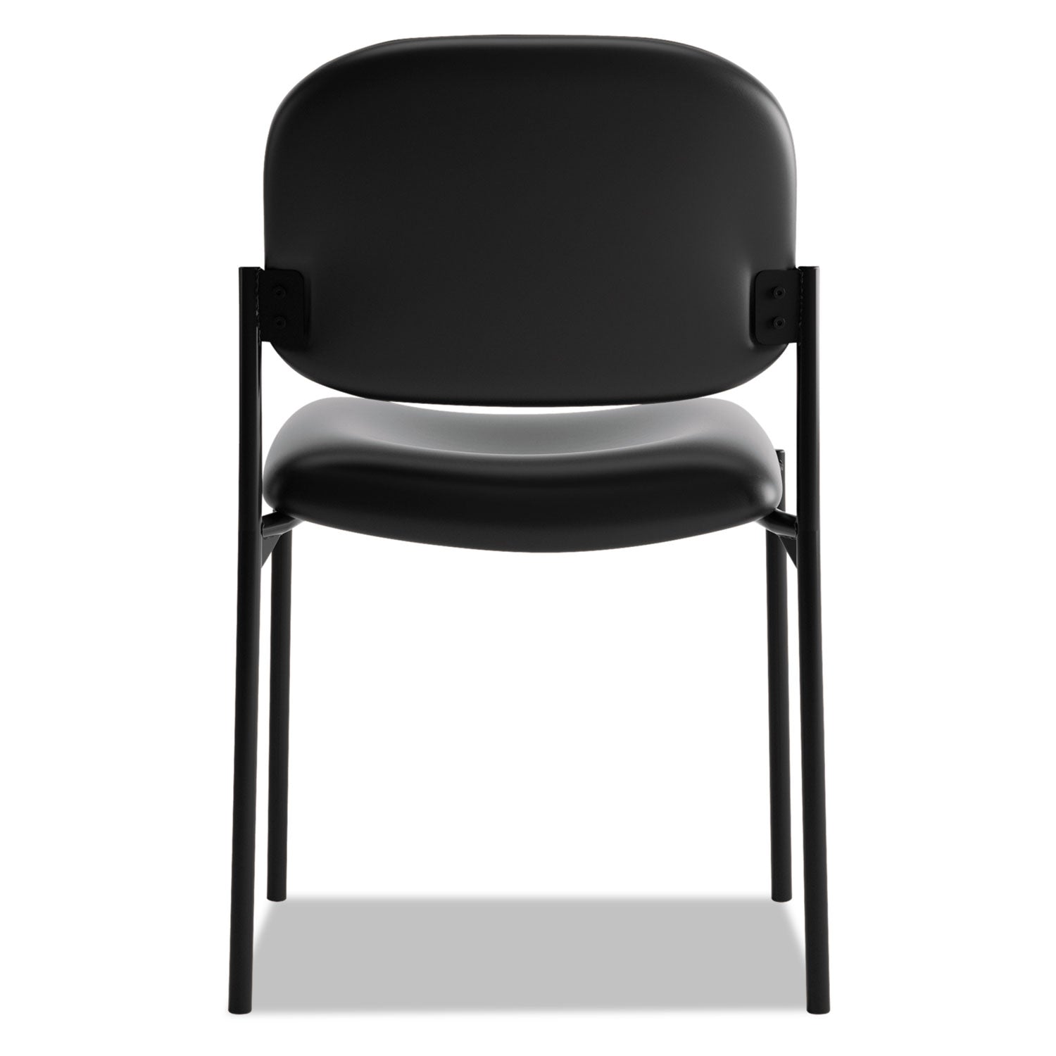 VL606 Stacking Guest Chair without Arms, Bonded Leather Upholstery, 21.25" x 21" x 32.75", Black Seat, Black Back, Black Base - 