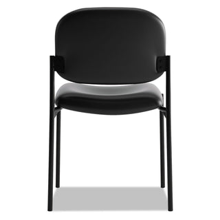 VL606 Stacking Guest Chair without Arms, Bonded Leather Upholstery, 21.25" x 21" x 32.75", Black Seat, Black Back, Black Base - 