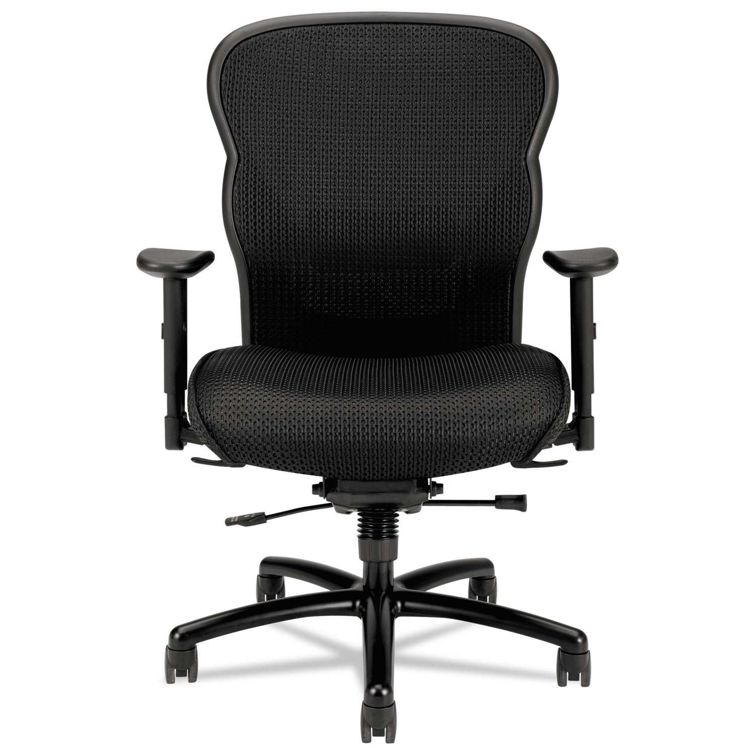 Wave Mesh Big and Tall Chair, Supports Up to 450 lb, 19.25" to 22.25" Seat Height, Black - 