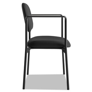 VL616 Stacking Guest Chair with Arms, Fabric Upholstery, 23.25" x 21" x 32.75", Black Seat, Black Back, Black Base - 