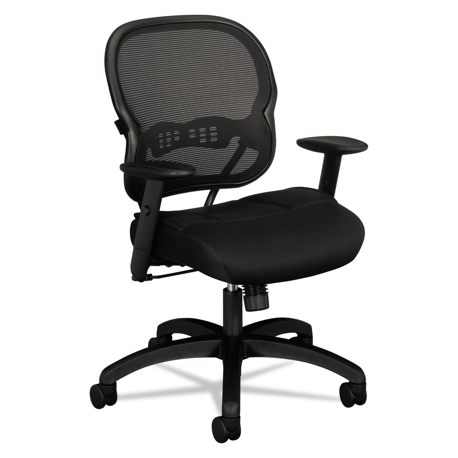 Wave Mesh Mid-Back Task Chair, Supports Up to 250 lb, 18" to 22.25" Seat Height, Black - 
