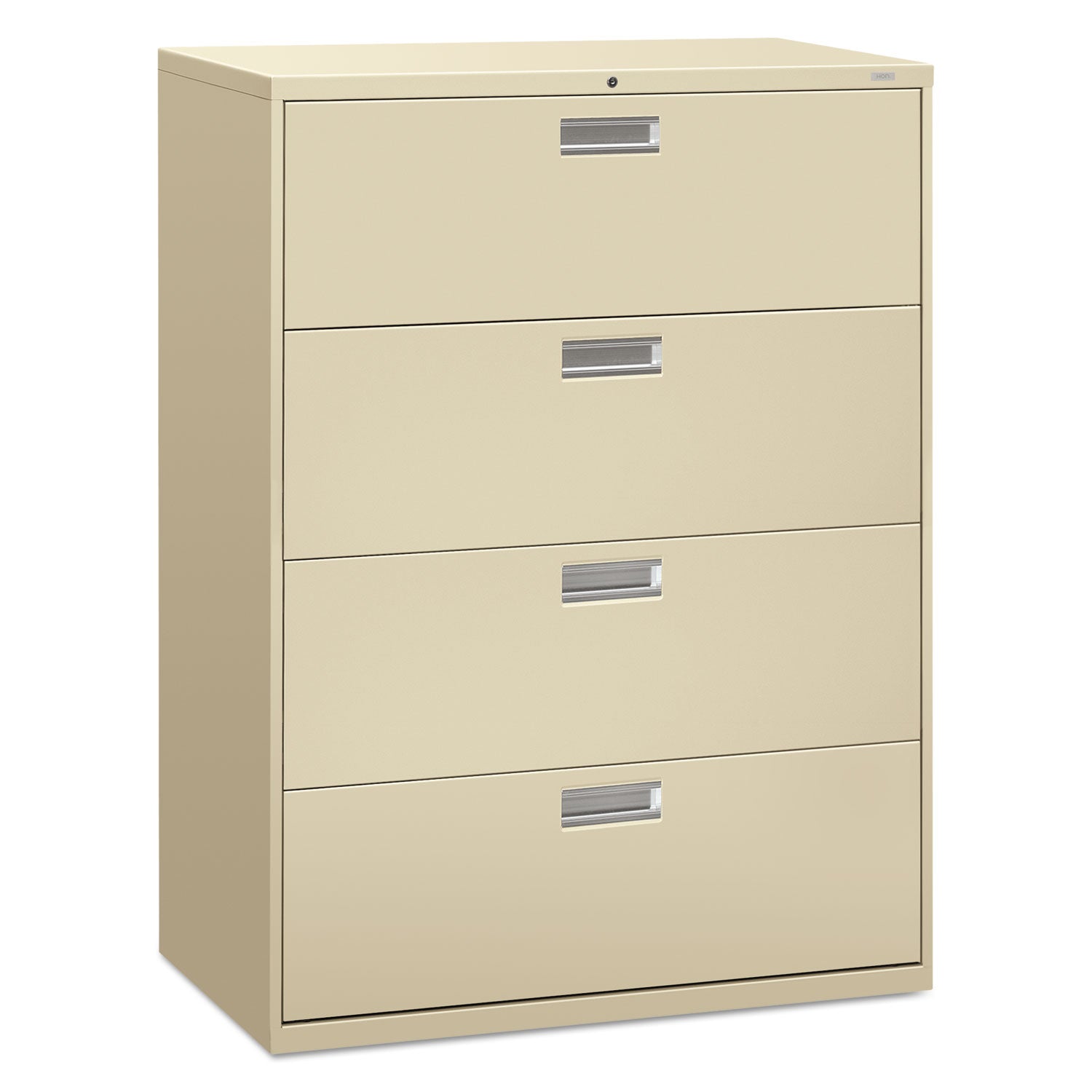 Brigade 600 Series Lateral File, 4 Legal/Letter-Size File Drawers, Putty, 42" x 18" x 52.5 - 
