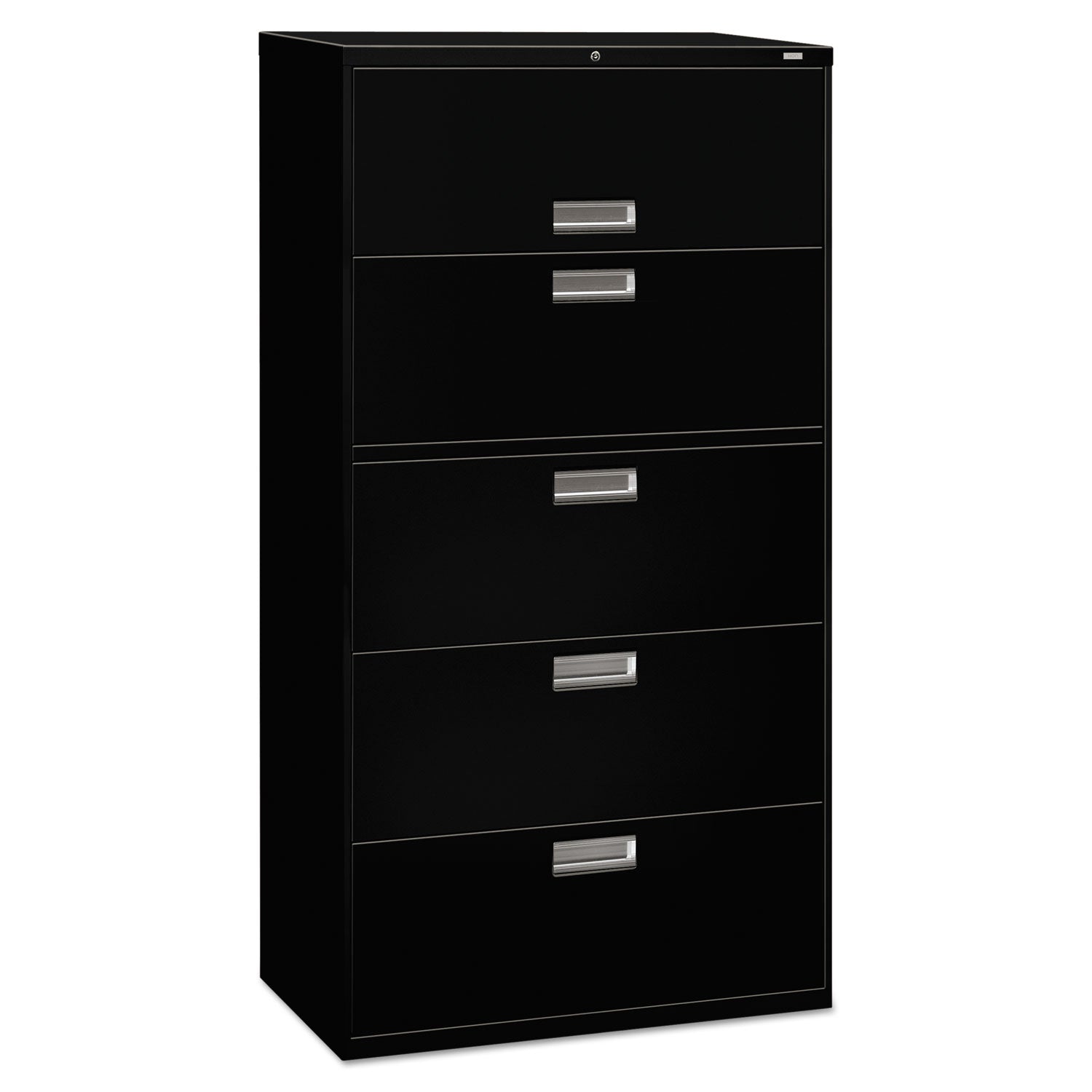 Brigade 600 Series Lateral File, 4 Legal/Letter-Size File Drawers, 1 Roll-Out File Shelf, Black, 36" x 18" x 64.25 - 