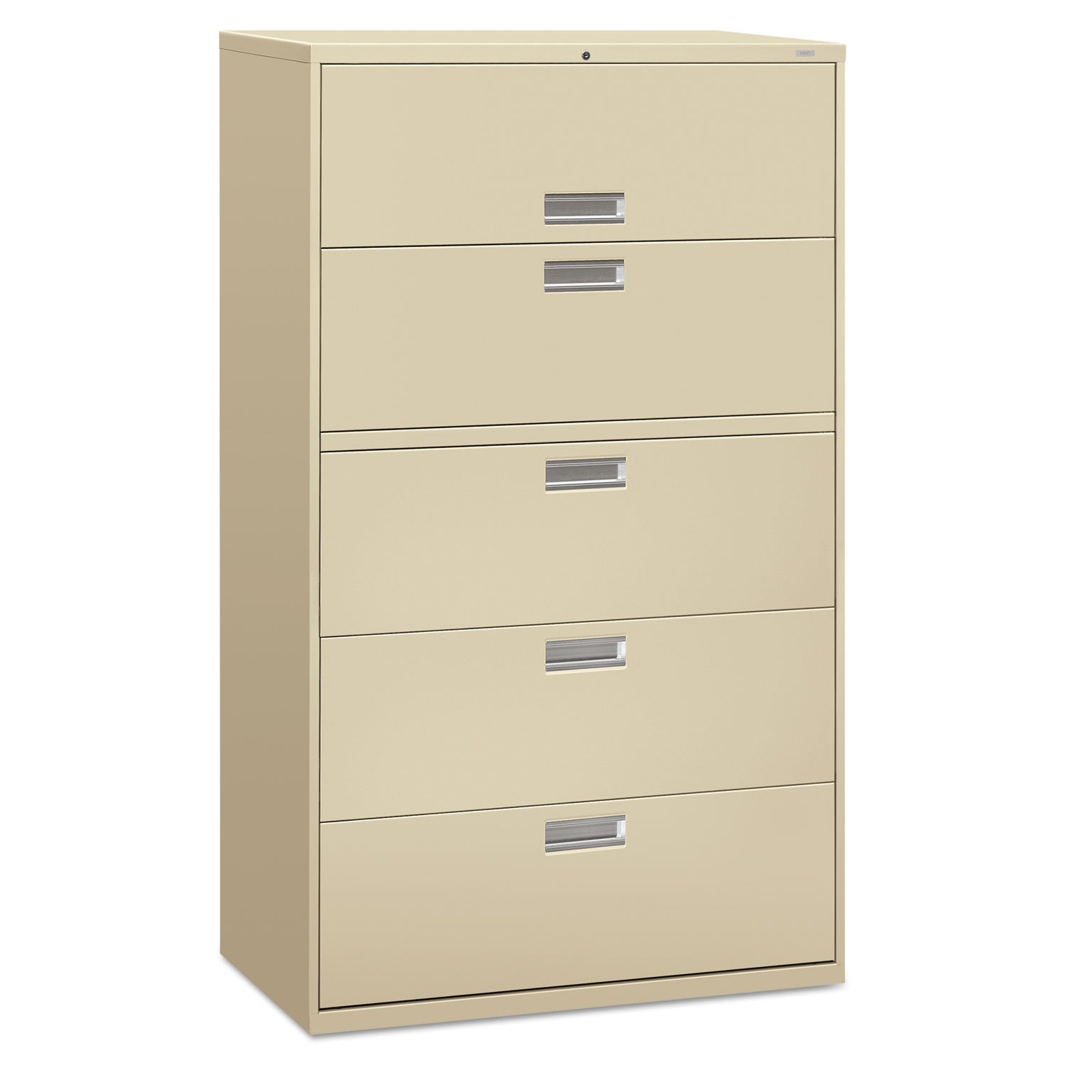 Brigade 600 Series Lateral File, 4 Legal/Letter-Size File Drawers, 1 Roll-Out File Shelf, Putty, 42" x 18" x 64.25 - 