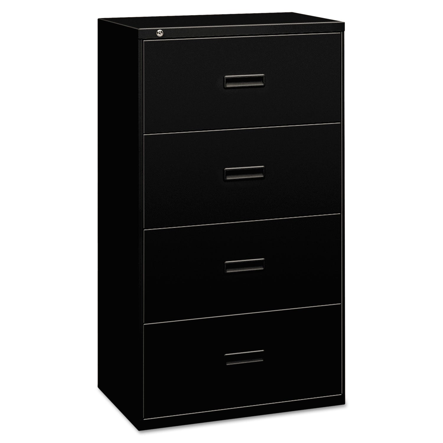 400 Series Lateral File, 4 Legal/Letter-Size File Drawers, Black, 30" x 18" x 52.5 - 