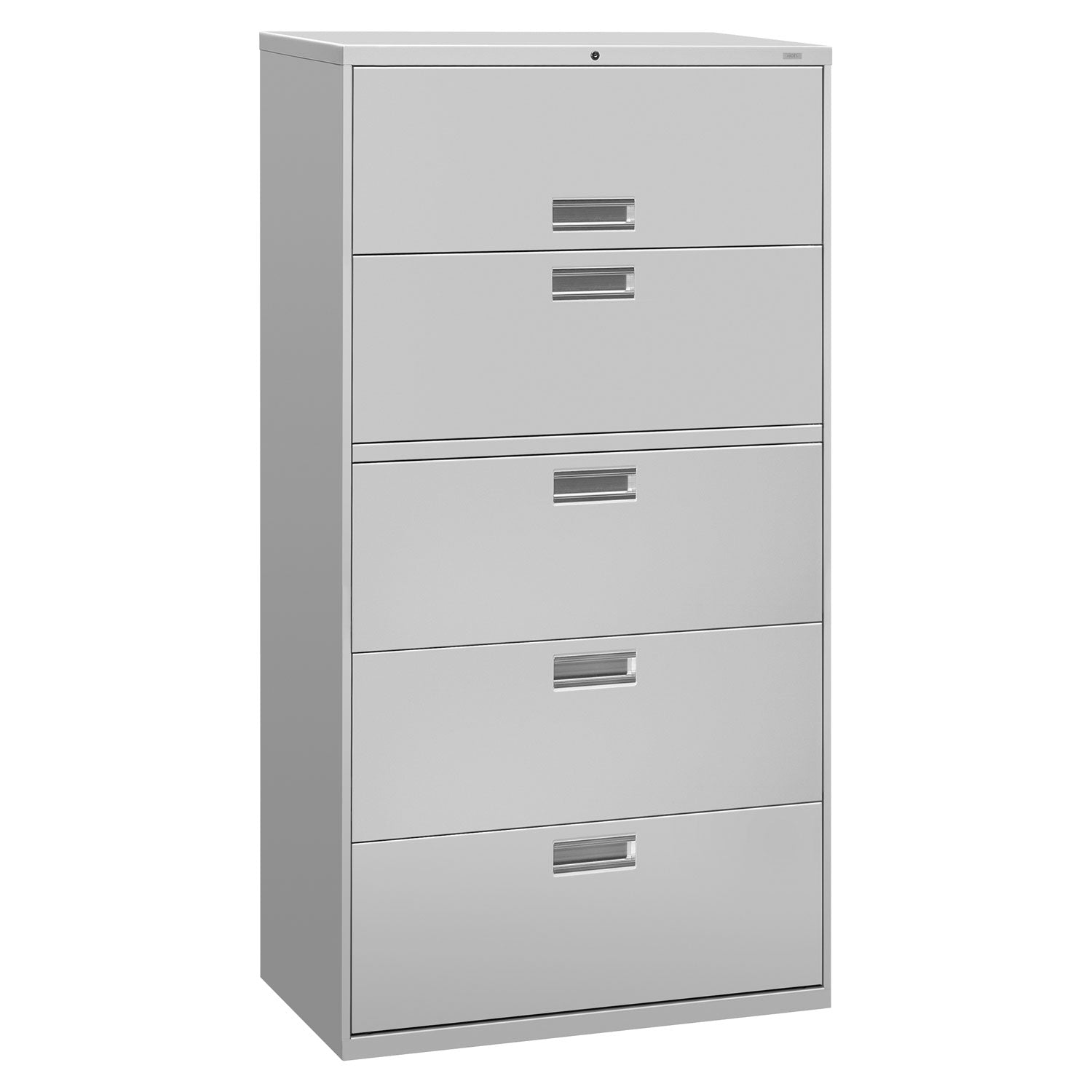 Brigade 600 Series Lateral File, 4 Legal/Letter-Size File Drawers, 1 Roll-Out File Shelf, Light Gray, 36" x 18" x 64.25