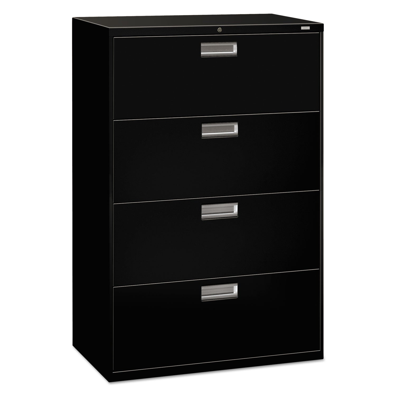 Brigade 600 Series Lateral File, 4 Legal/Letter-Size File Drawers, Black, 36" x 18" x 52.5 - 