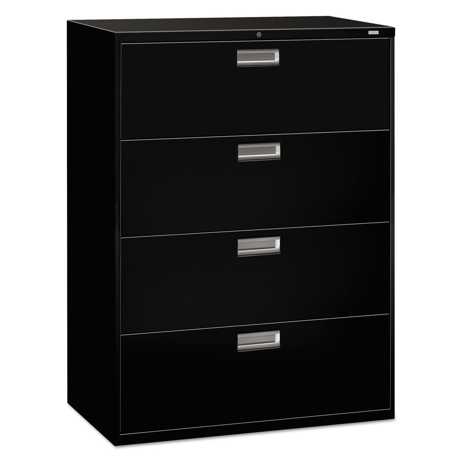 Brigade 600 Series Lateral File, 4 Legal/Letter-Size File Drawers, Black, 42" x 18" x 52.5 - 