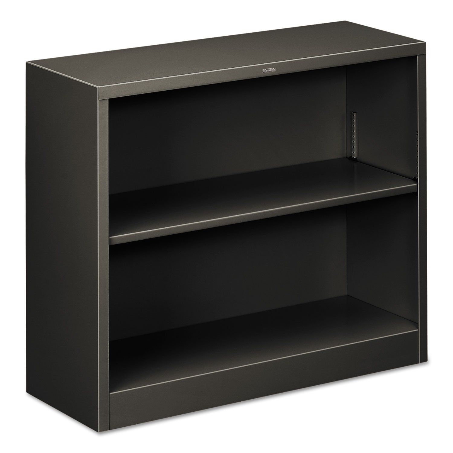 Metal Bookcase, Two-Shelf, 34.5w x 12.63d x 29h, Charcoal - 