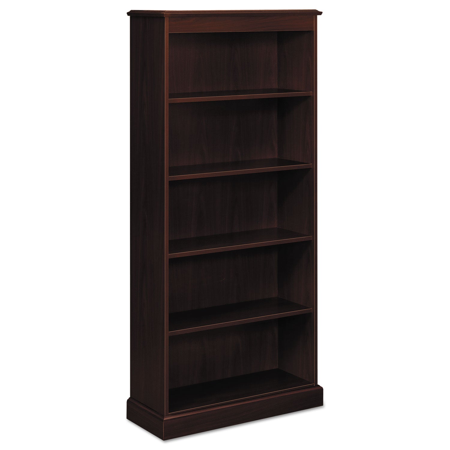 94000 Series Five-Shelf Bookcase, 35.75w x 14.31d x 78.25h, Mahogany - 
