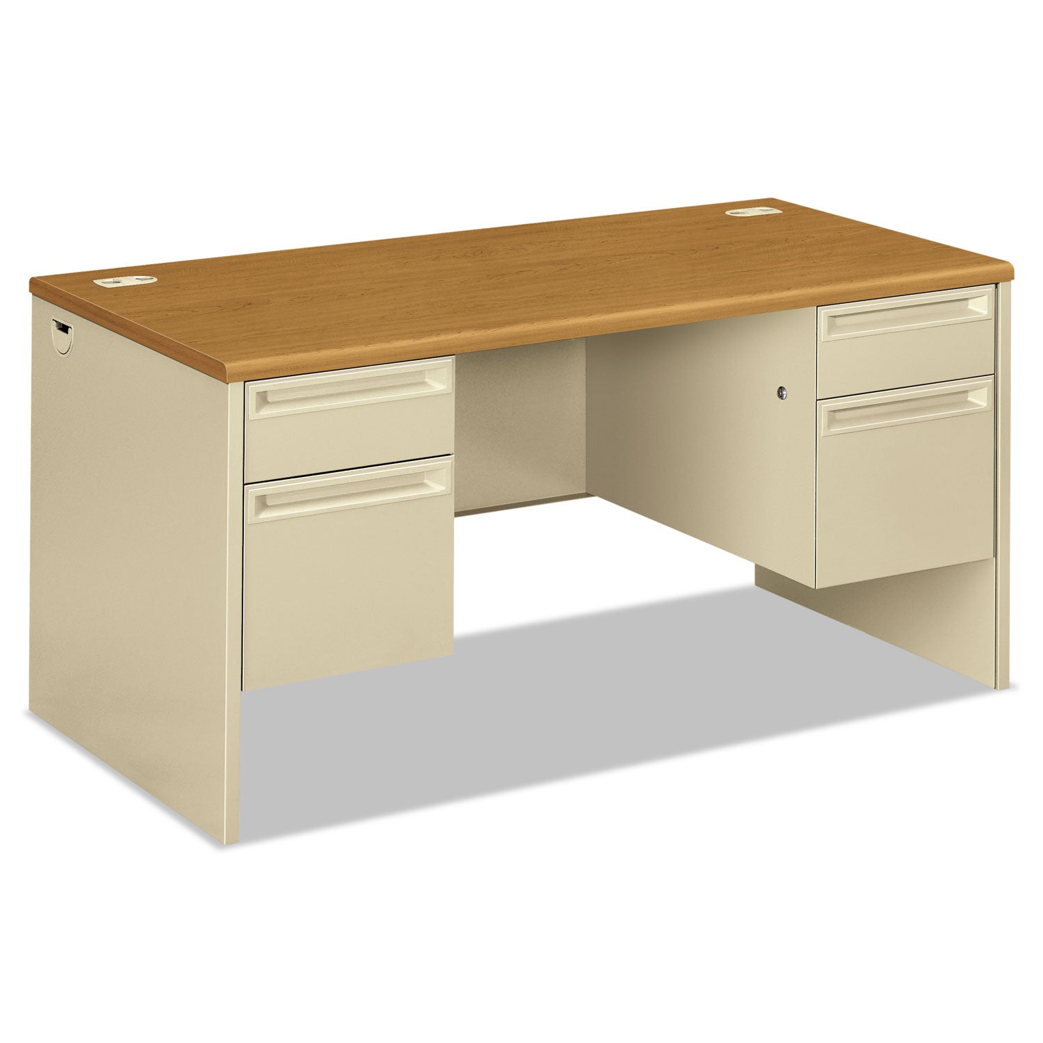 38000 Series Double Pedestal Desk, 60" x 30" x 29.5", Harvest/Putty - 