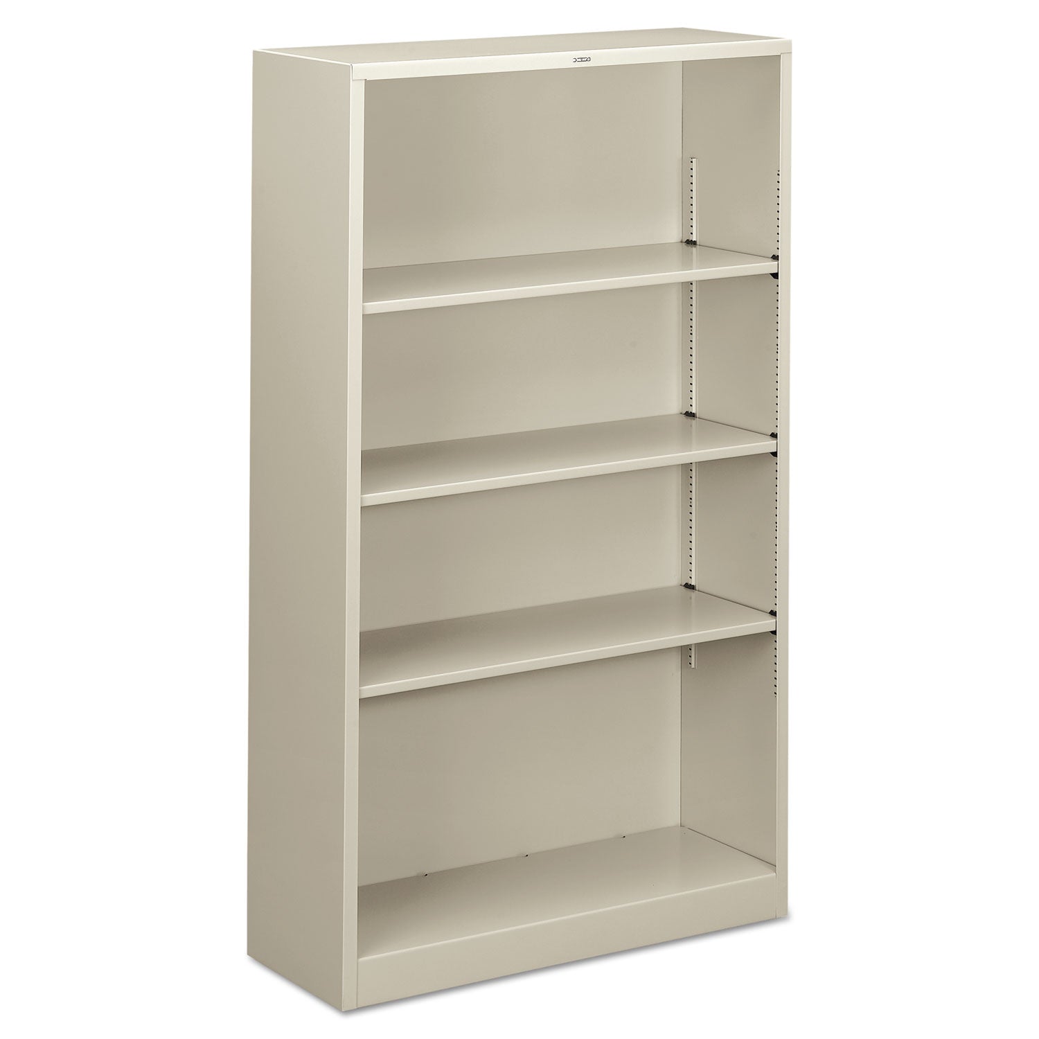 Metal Bookcase, Four-Shelf, 34.5w x 12.63d x 59h, Light Gray - 