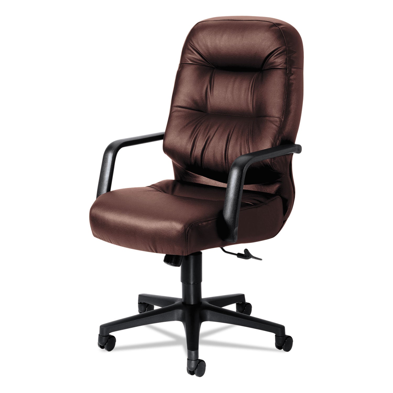 Pillow-Soft 2090 Series Executive High-Back Swivel/Tilt Chair, Supports 300 lb, 16.75" to 21.25" Seat, Burgundy, Black Base - 