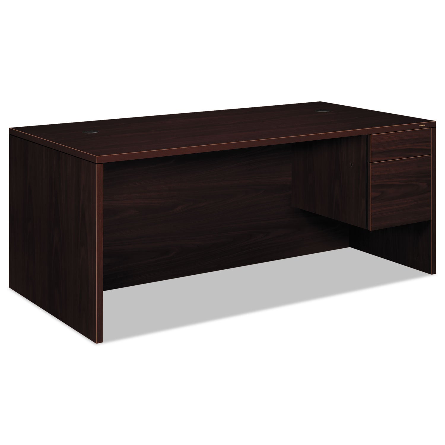 10500 Series "L" Workstation Right Pedestal Desk with 3/4 Height Pedestal, 72" x 36" x 29.5", Mahogany - 