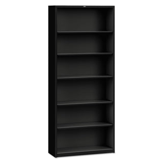 Metal Bookcase, Six-Shelf, 34.5w x 12.63d x 81.13h, Black - 