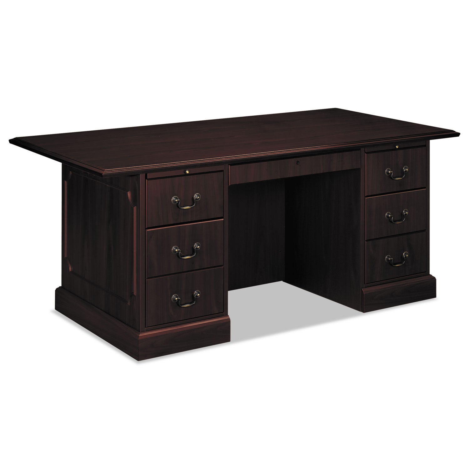94000 Series Double Pedestal Desk, 72" x 36" x 29.5", Mahogany - 
