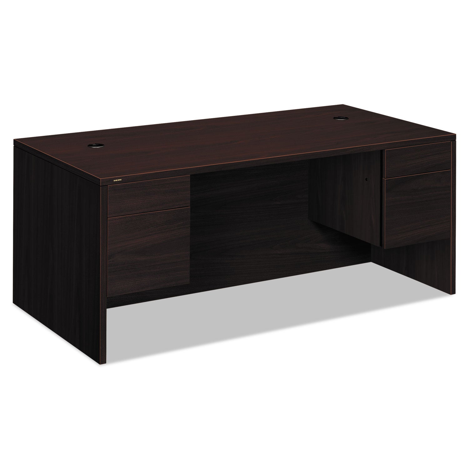 10500 Series Double 3/4-Height Pedestal Desk, Left and Right: Box/File, 72" x 36" x 29.5", Mahogany - 