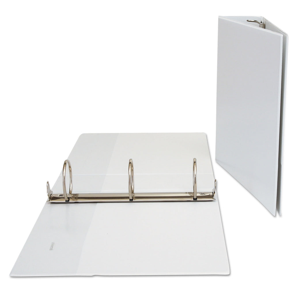 Deluxe Round Ring View Binder, 3 Rings, 3" Capacity, 11 x 8.5, White - 