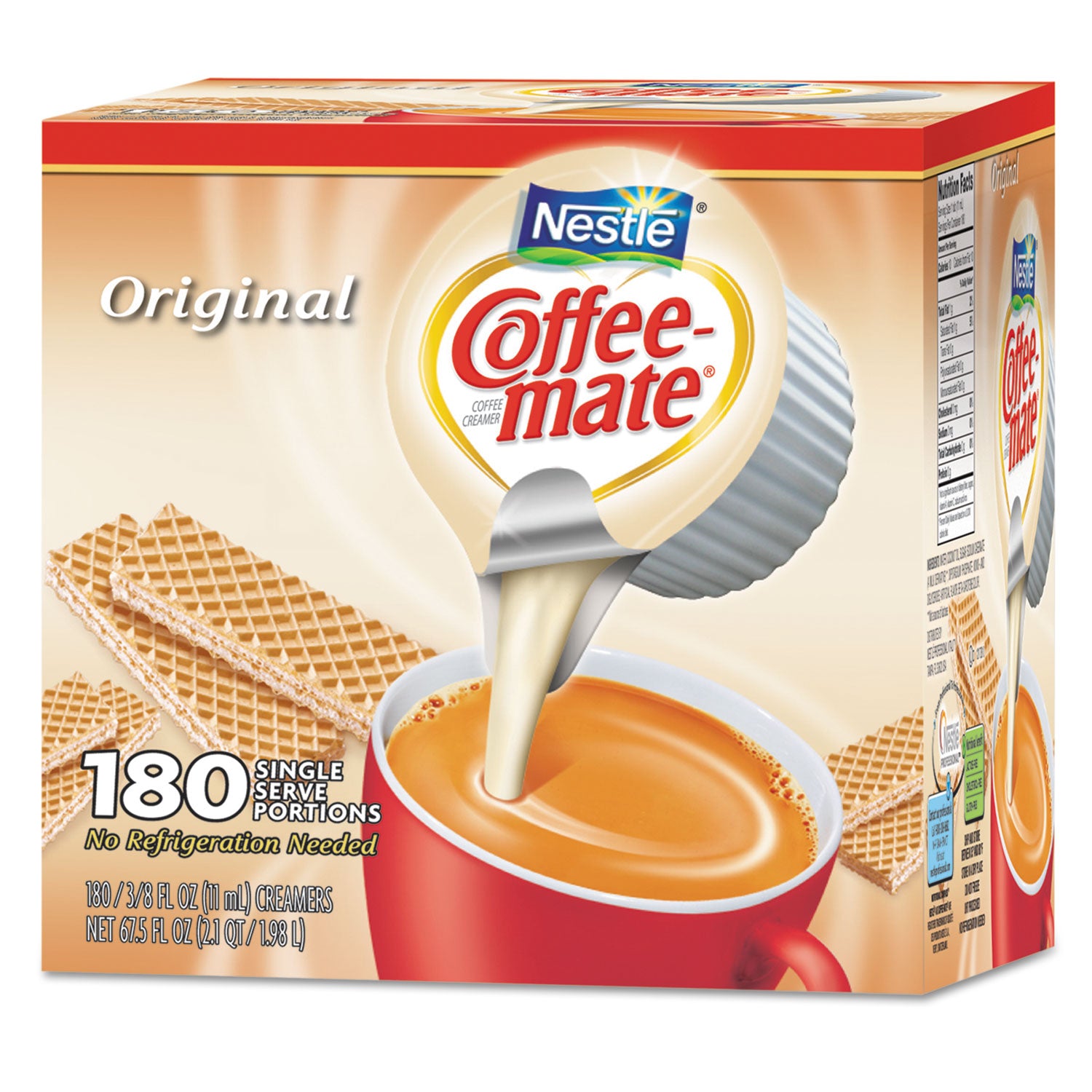 Liquid Coffee Creamer, Original, 0.38 oz Mini Cups, 180/Carton