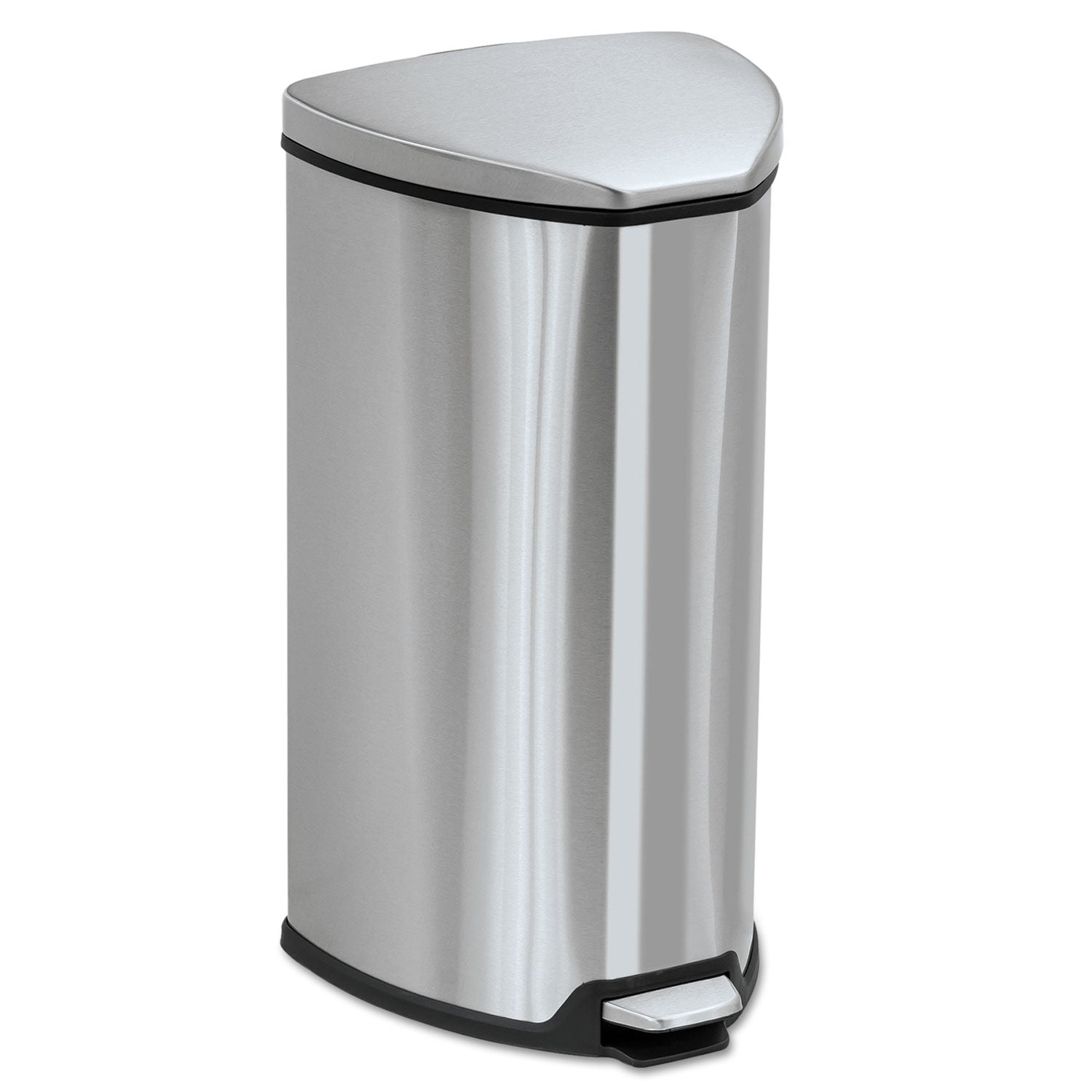 Safco Hands-free Step-on Stainless Receptacle - 7 gal Capacity - 21" Height x 14" Width x 14" Depth - Steel - Stainless Steel - 1 Each
