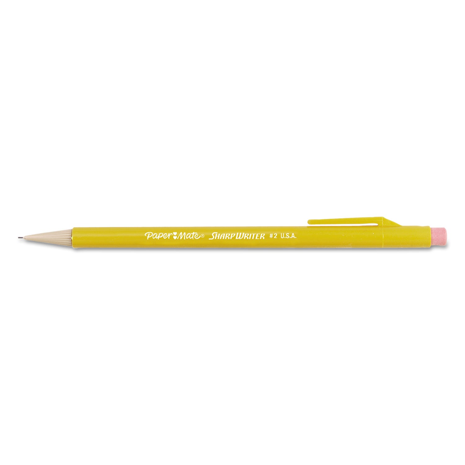 sharpwriter-mechanical-pencil-07-mm-hb-#2-black-lead-classic-yellow-barrel-dozen_pap3030131c - 4