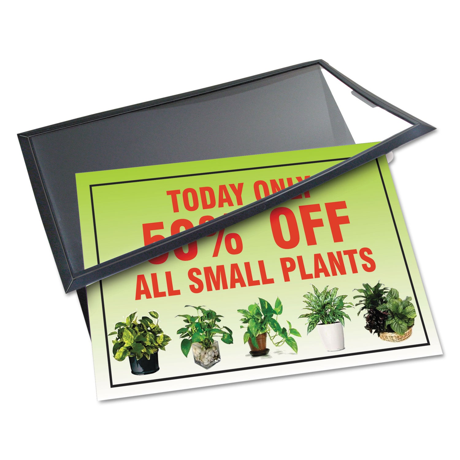 AdMat Counter-Top Sign Holder and Signature Pad, 8.5 x 11, Black - 