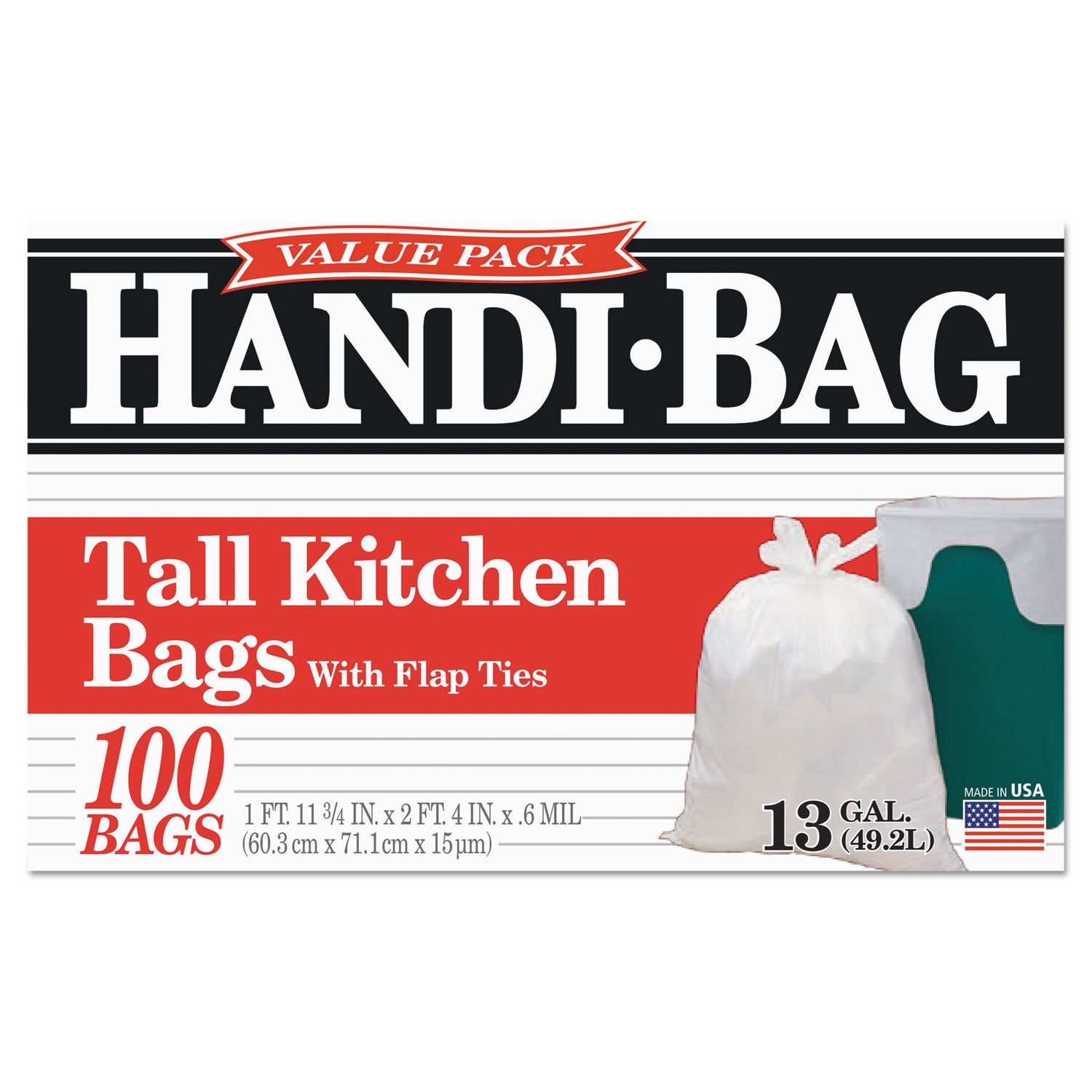Super Value Pack, 13 gal, 0.6 mil, 23.75" x 28", White, 100/Box