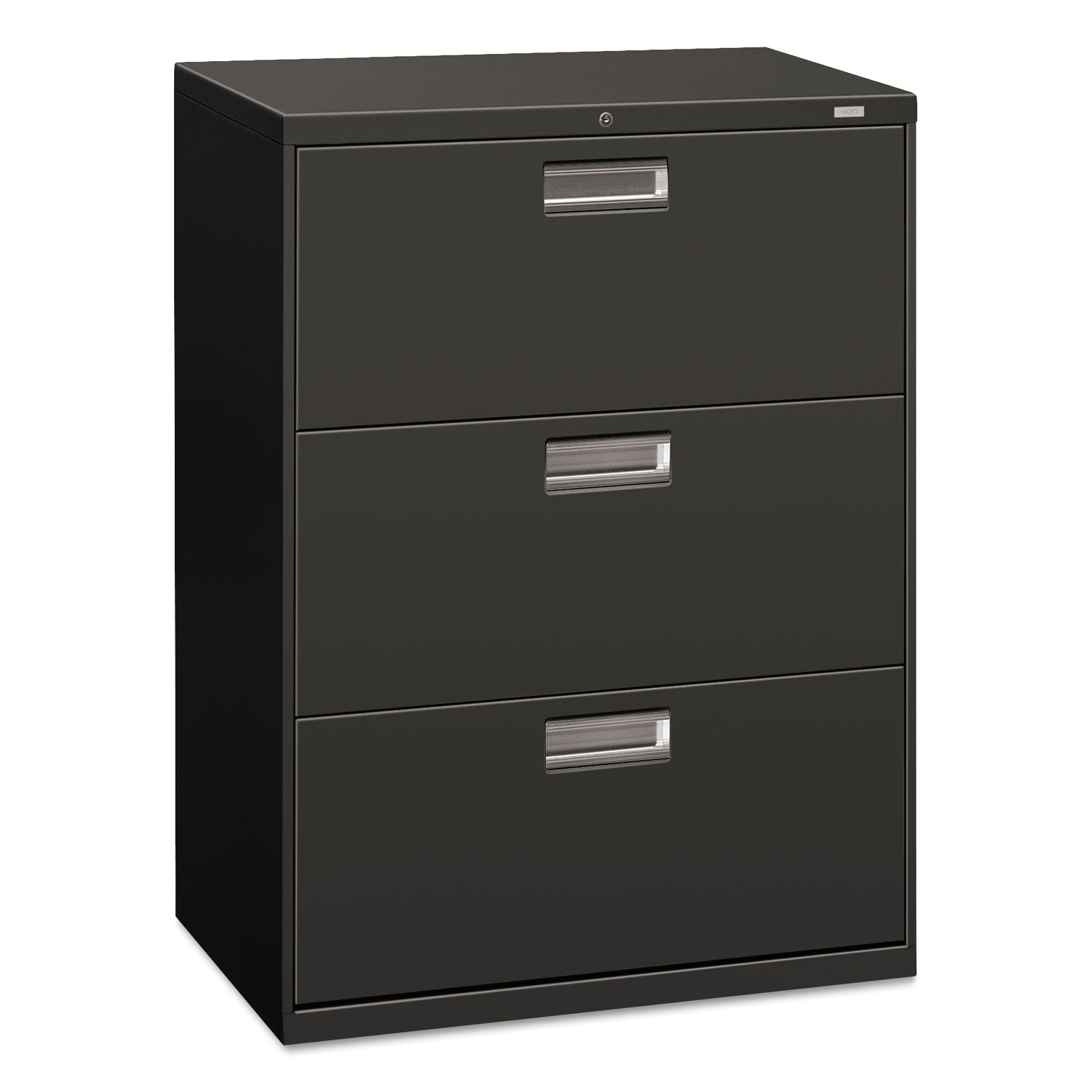 Brigade 600 Series Lateral File, 3 Legal/Letter-Size File Drawers, Charcoal, 30" x 18" x 39.13 - 