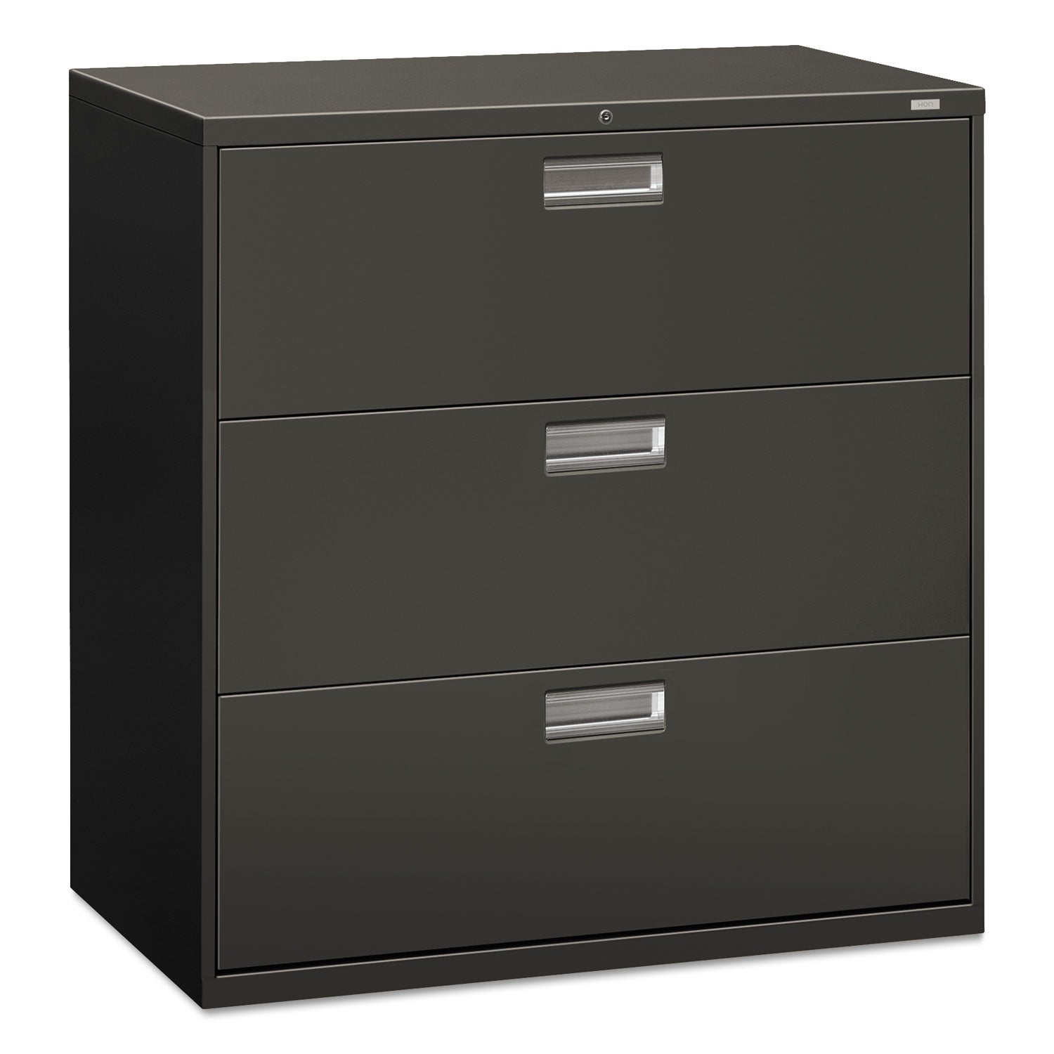 Brigade 600 Series Lateral File, 3 Legal/Letter-Size File Drawers, Charcoal, 42" x 18" x 39.13 - 