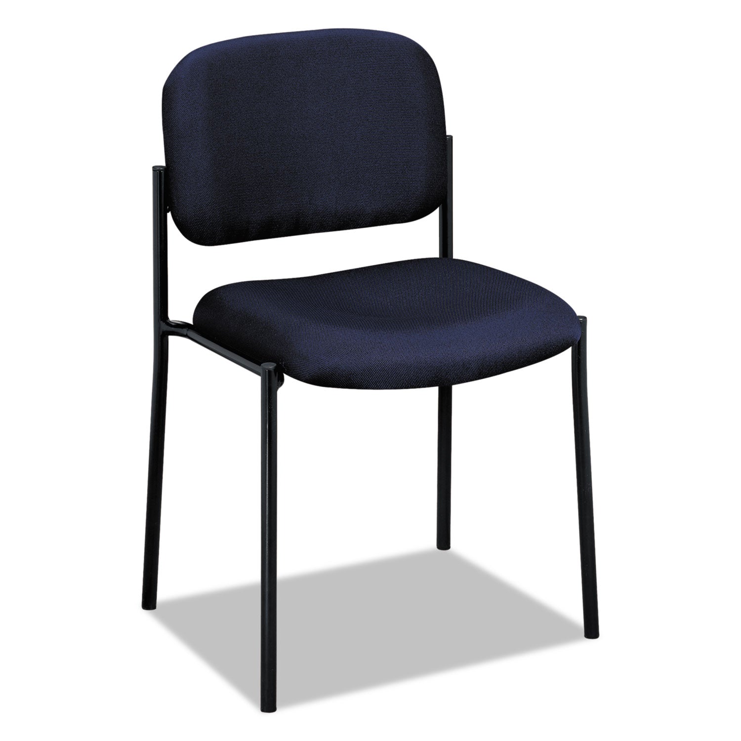 VL606 Stacking Guest Chair without Arms, Fabric Upholstery, 21.25" x 21" x 32.75", Navy Seat, Navy Back, Black Base - 