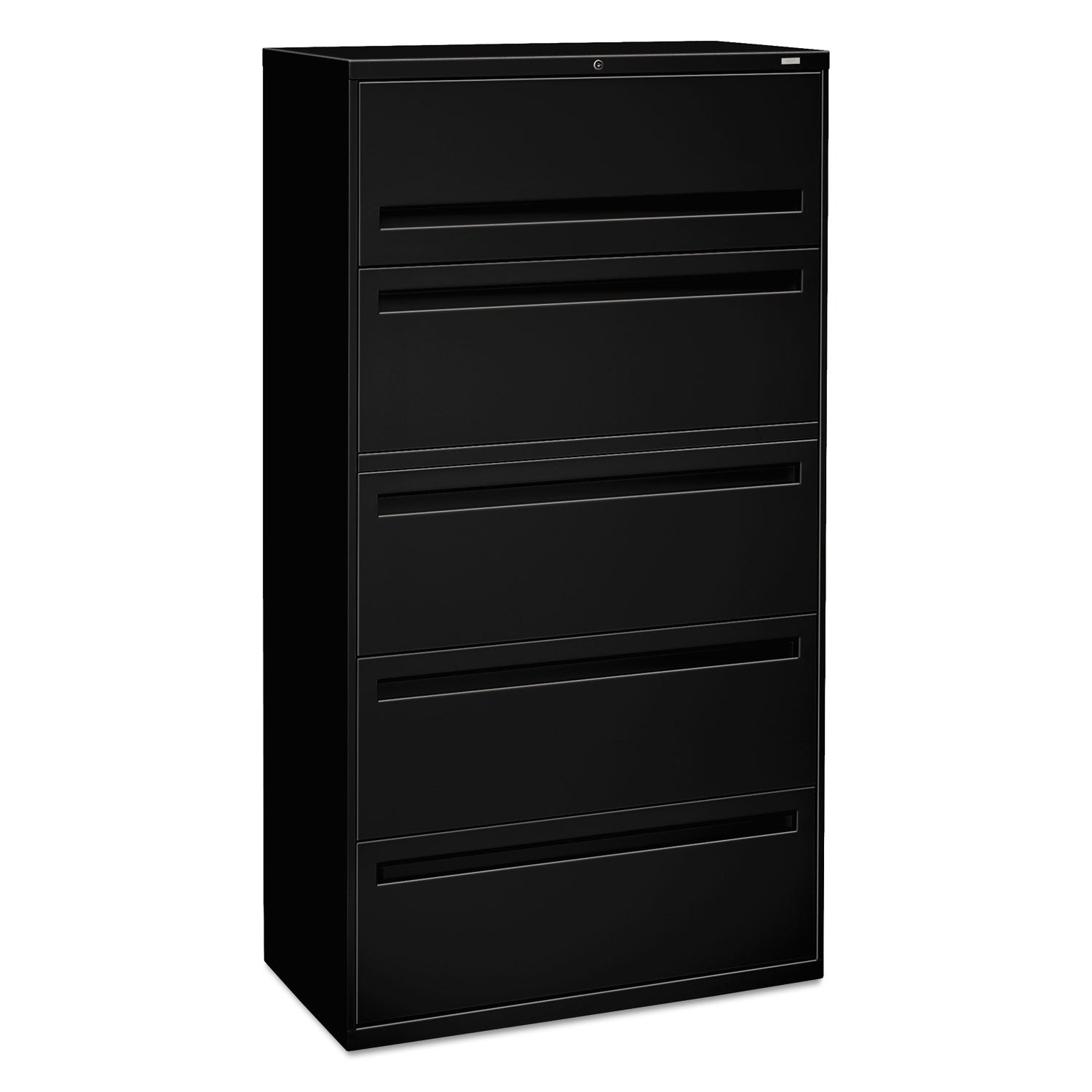 Brigade 700 Series Lateral File, 4 Legal/Letter-Size File Drawers, 1 File Shelf, 1 Post Shelf, Black, 36" x 18" x 64.25