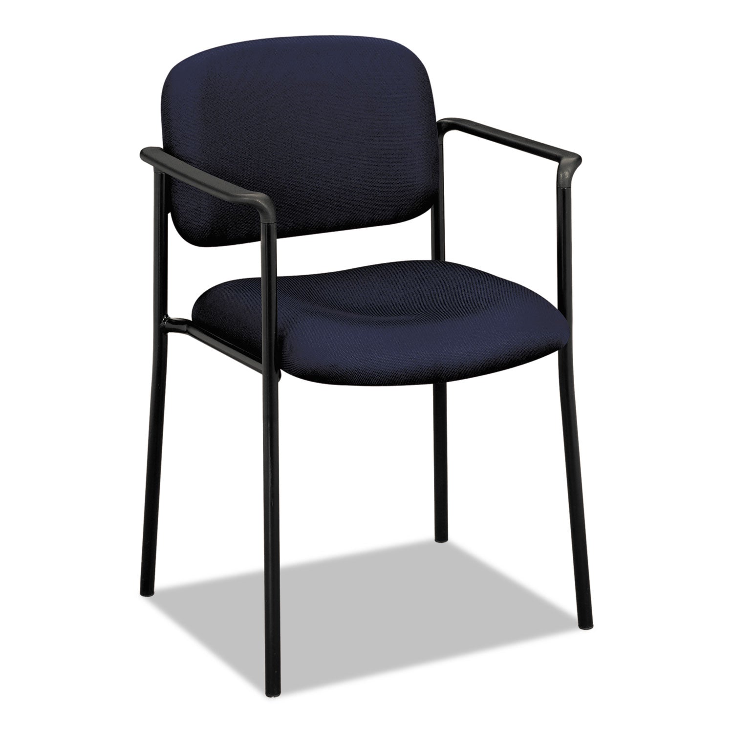 VL616 Stacking Guest Chair with Arms, Fabric Upholstery, 23.25" x 21" x 32.75", Navy Seat, Navy Back, Black Base - 