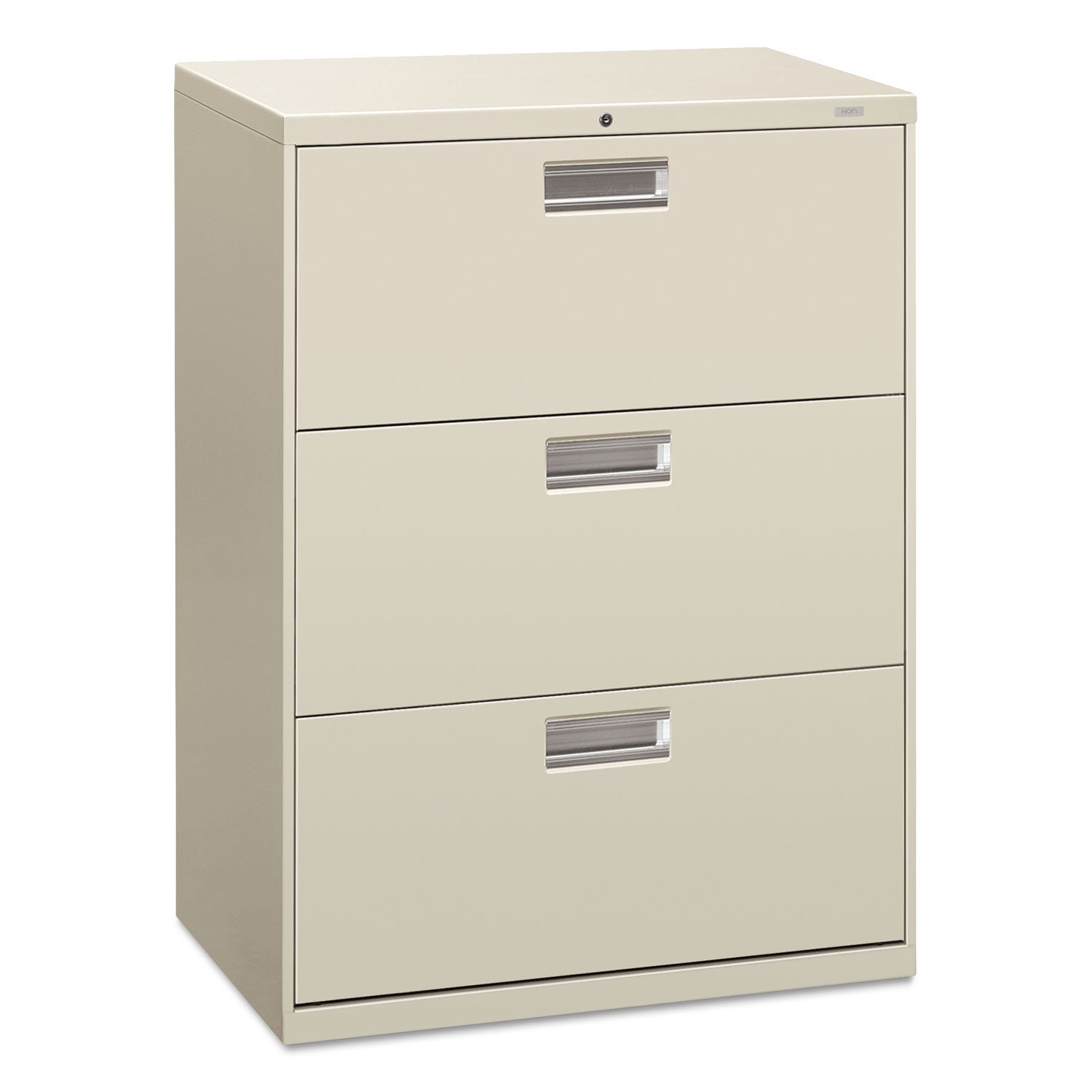Brigade 600 Series Lateral File, 3 Legal/Letter-Size File Drawers, Light Gray, 30" x 18" x 39.13 - 