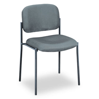 VL606 Stacking Guest Chair without Arms, Fabric Upholstery, 21.25" x 21" x 32.75", Charcoal Seat, Charcoal Back, Black Base - 