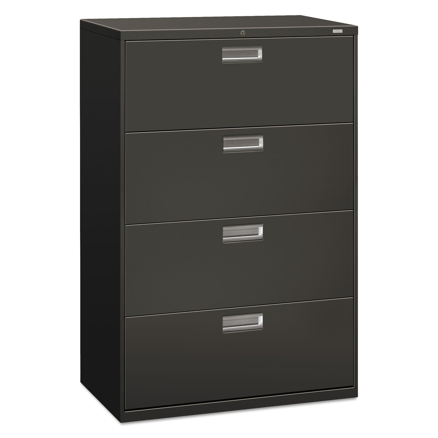 Brigade 600 Series Lateral File, 4 Legal/Letter-Size File Drawers, Charcoal, 36" x 18" x 52.5